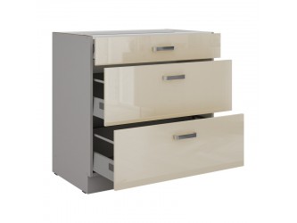 Niki 7. 80 D 3S BB 80x82x72cm fényes krém/szürke (munkalap nélkül) konyha