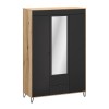 Bellano SZ3D2S tükrös gardrób szekrény fekete/ evok tölgy