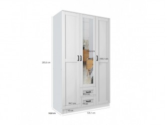Kami tükrös gardróbszekrény SZL3D2S keretes fehér