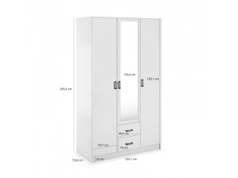 Kami tükrös gardróbszekrény SZL3D2S fehér