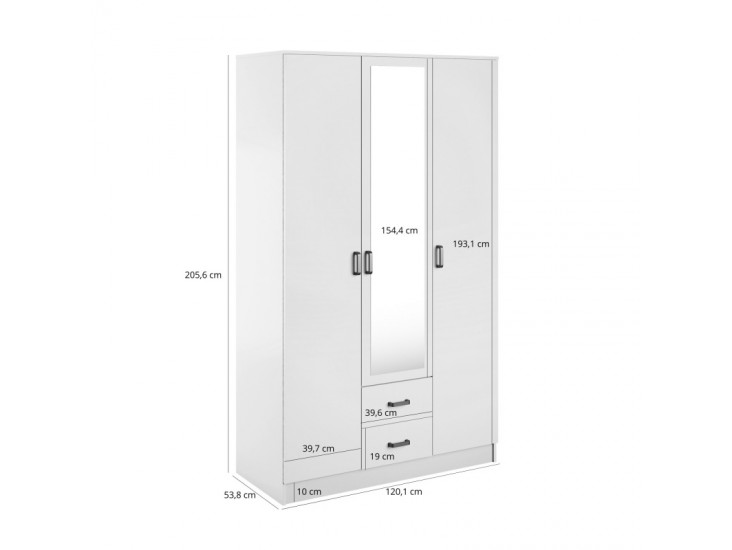Kami tükrös gardróbszekrény SZL3D2S fehér