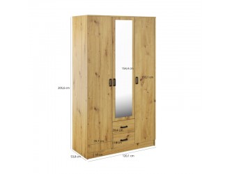 Kami tükrös gardróbszekrény SZL3D2S artisan tölgy