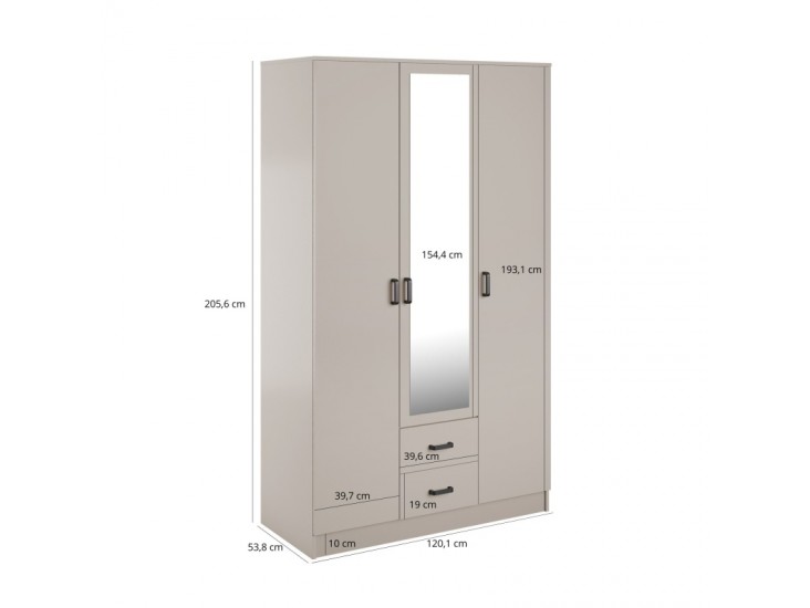 Kami tükrös gardróbszekrény SZL3D2S kasmír