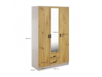 Kami tükrös gardróbszekrény SZL3D2S artisan tölgy/ kasmír