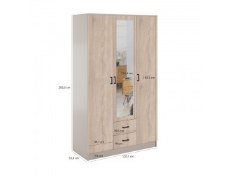Kami tükrös gardróbszekrény SZL3D2S sonoma tölgy/ kasmír