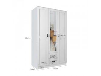 Kami tükrös gardróbszekrény SZL3D2S keretes fehér
