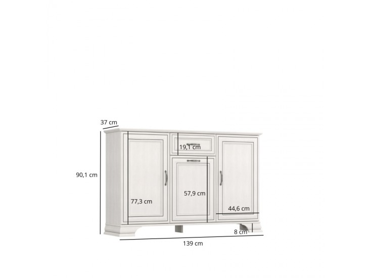 Tiffany II K3D1S komód krém