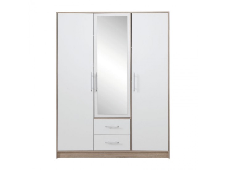 Smart SRL2 3 ajtós 2 fiókos szekrény (tükörrel) fehér lux/sonoma tölgy Smart SRL2 3 ajtós 2 fiókos szekrény (tükörrel) fehér lux/sonoma tölgy