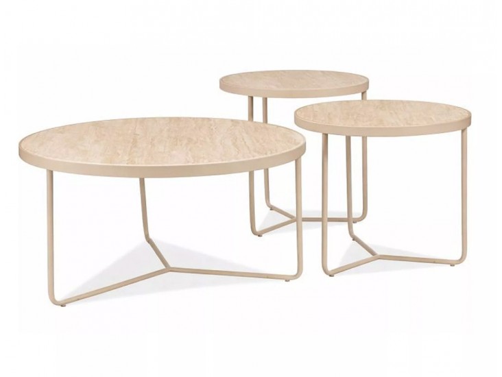 Demeter asztalka összeállítás travertin/ kasmír
