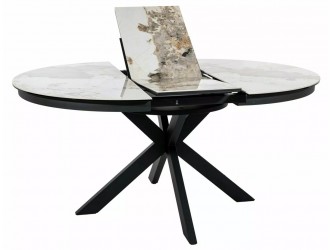 Porto Ceramic 120(160)*120 bővíthető étkező asztal pandoro fehér/ fekete