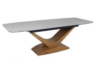 Dolce kerámia asztal 180(240)x95 Statuario Venato fehér/ tölgy