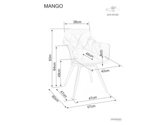 Mango Velvet étkezőszék fekete láb/ fekete Bluvel 19
