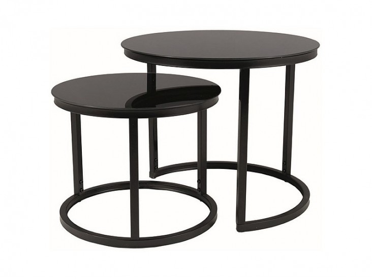 Atlanta D II asztalka összeállítás matt fekete láb/ fekete asztallap