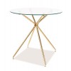 Azalia 80 üveg étkező asztal/ arany láb