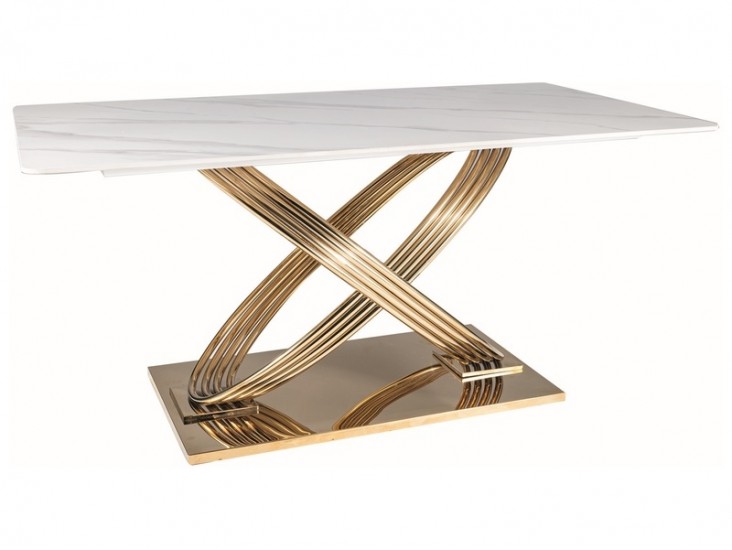 Hermes étkezőasztal márvány hatású fehér/ arany (160x90)
