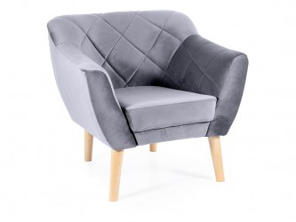Karo1 Velvet fotel bükk láb/ szürke (Bluvel 14)