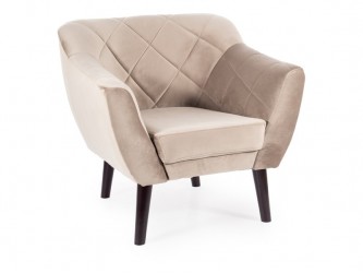 Karo1 Velvet fotel venge láb/ sötét bézs (Bluvel 40)