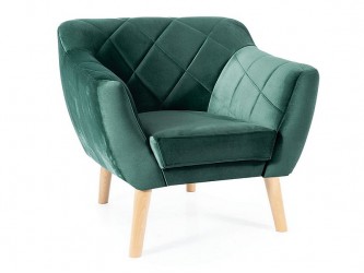 Karo1 Velvet fotel bükk láb/ zöld (Bluvel 78)