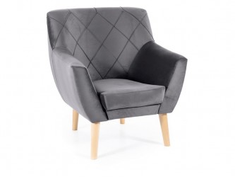 Kier 1 Velvet fotel bükk láb/ szürke (Bluvel 14)