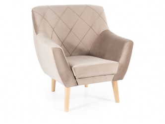 Kier 1 Velvet fotel C bükk láb/ bézs (Bluvel 40)