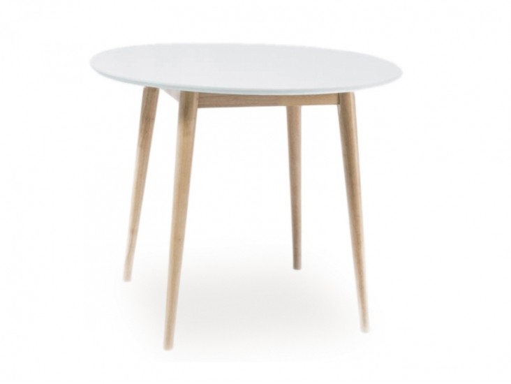 Larson körasztal szürke MDF/fehérített tölgy láb (90X90)