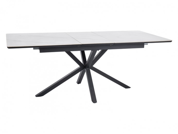 Logan 160(200)*90 kerámia étkező asztal fehér/ matt fekete