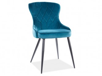 Lotus Velvet étkező szék fekete láb/ türkiz bluvel 85