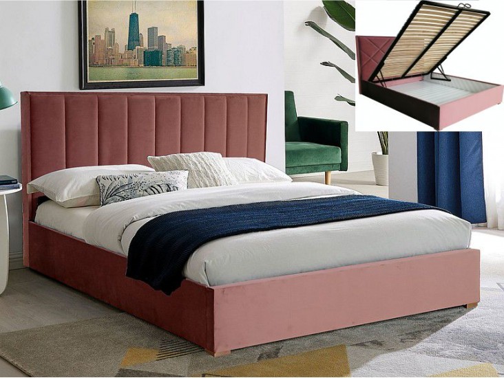 Marani II Velvet francia ágy (160x200) antik rózsaszín (Bluvel 52)