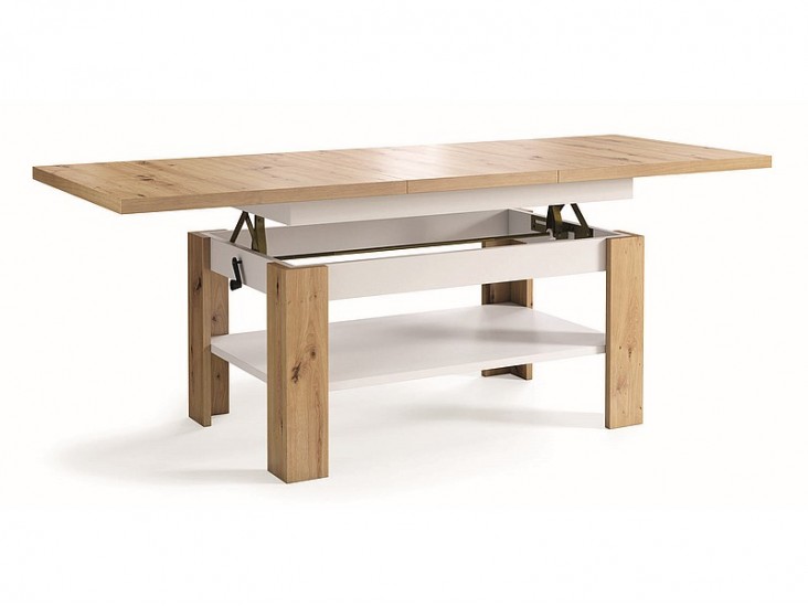 Montana asztalka artisan tölgy/ fehér matt 130(170)X65X55(67)