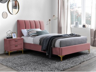 Mirage Velvet ágy 90x200 antik rózsaszín/ arany tap. 185