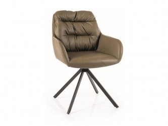 Spello étkező szék fekete láb/ oliva zöld textilbőr